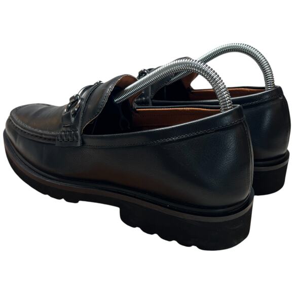 STEVE MADDEN Mister Women's 8 Black Leather Loafer Lug Sole Horse Bit Slip On - Picture 3 of 13
